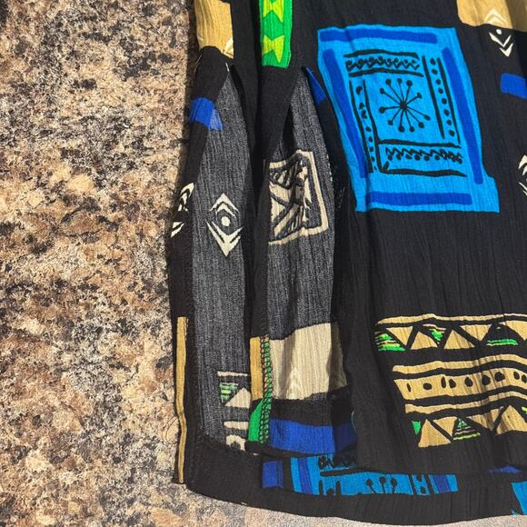 Sharon Anthony Skirt Vintage Gauze Maxi Y2K 90s Retro Art Deco Abstract Long 18W - Picture 5 of 8